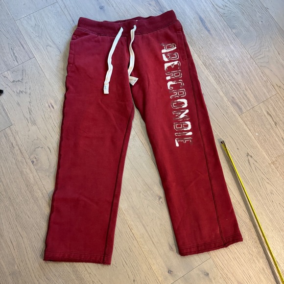 Y2K VTG Abercrombie & Fitch Sweatpants Maroon Lounge Pants Logo - Picture 1 of 7